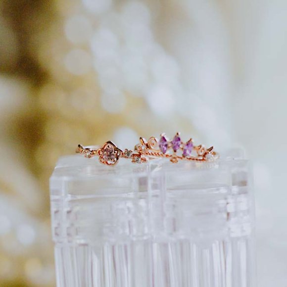 Rose Gold Vermeil Purple Tiara Crown Ring for her - Picture 9 of 10
